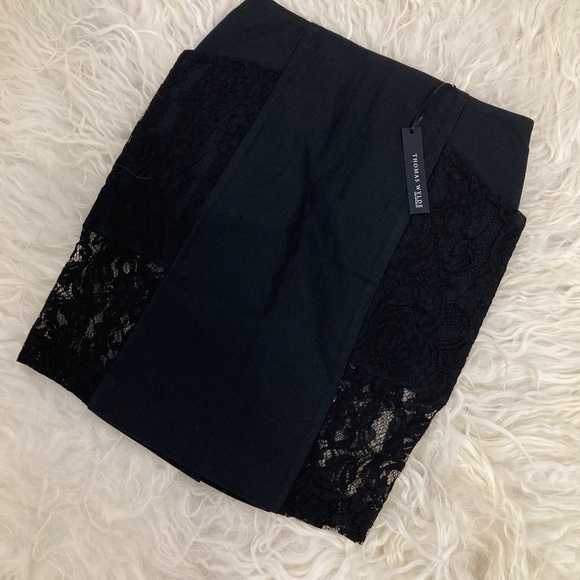 THOMAS WYLDE Lace-Accented Pencil Skirt